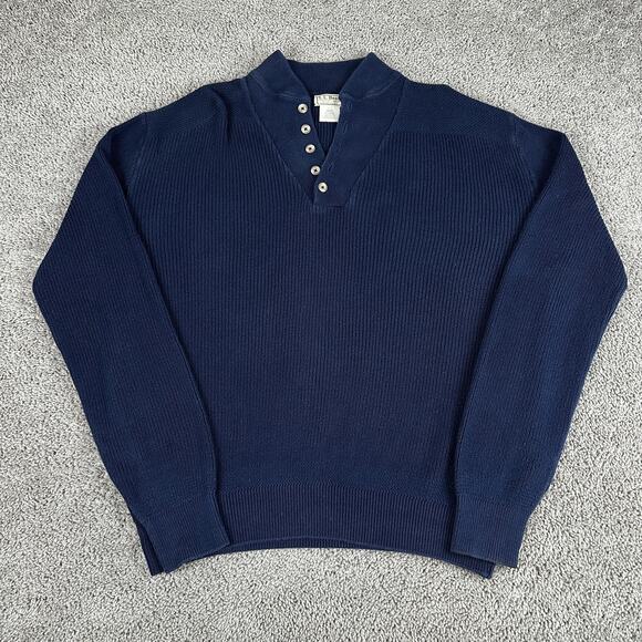 L.L. Bean Other - Vintage LL Bean Sweater Mens XL Navy Blue Cotton Knit Ribbed Pullover USA 90s